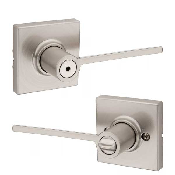 Kwikset: Ladera Privacy Door Leverset / Squre Rose / Satin Nickel